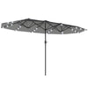 Outsunny 4.4m Double-Sided Sun Umbrella Patio Parasol LED Solar Lights Dark Grey