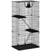 PawHut 3-Tier Large Cat Cage Indoor, Detachable Metal Wire Kennel with Hammock, Platforms, Tray and Cushions for 1-2 Kittens