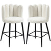HOMCOM Bar Stools Set of 2, Faux Cashmere Upholstered Breakfast Bar Chairs, Modern Kitchen Stools with Backs, Footrest and Steel Base, Cream