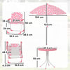 AIYAPLAY Kids Patio Table and Chair Set, Kids Garden Furniture with Umbrella, 4-Piece Bistro Set for Garden, Pink
