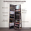 Full Length Mirrored Jewellery Cabinet Rotates 360° with Display Shelves-Coffee