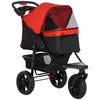 PawHut Dog Stroller Foldable Pet Pram, 3 Wheels Dog Pushchair with Brake, for Small Miniature Breeds, Cats, Red