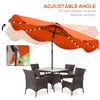 Outsunny Solar Patio Umbrella with LED and Tilt, Outdoor Market Table Umbrella Parasol with Crank, 3 x 3 (m), Orange