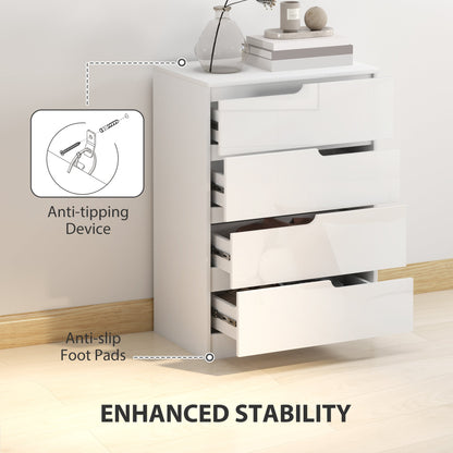 HOMCOM Chest of Drawers and Bedside Table, Modern, High Gloss