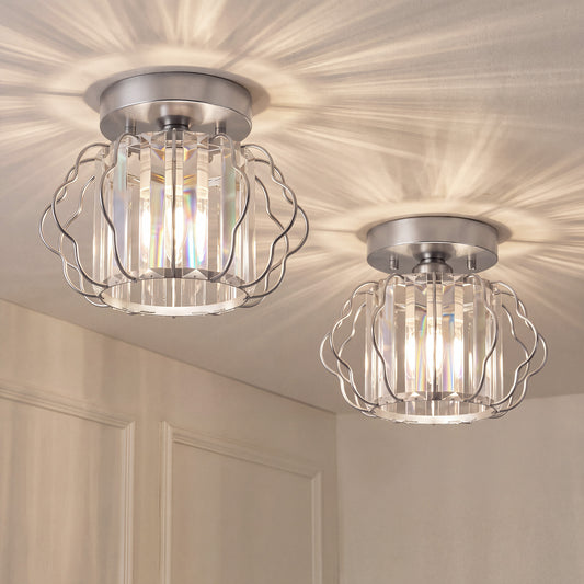 HOMCOM Crystal Ceiling Light Fixtures in Silver Tone