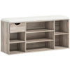 HOMCOM Shoe Storage Bench with Cushion - Grey
