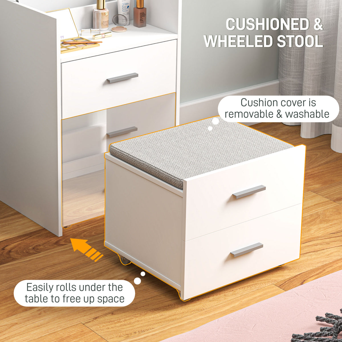 HOMCOM Vanity Desk with Mirror in White