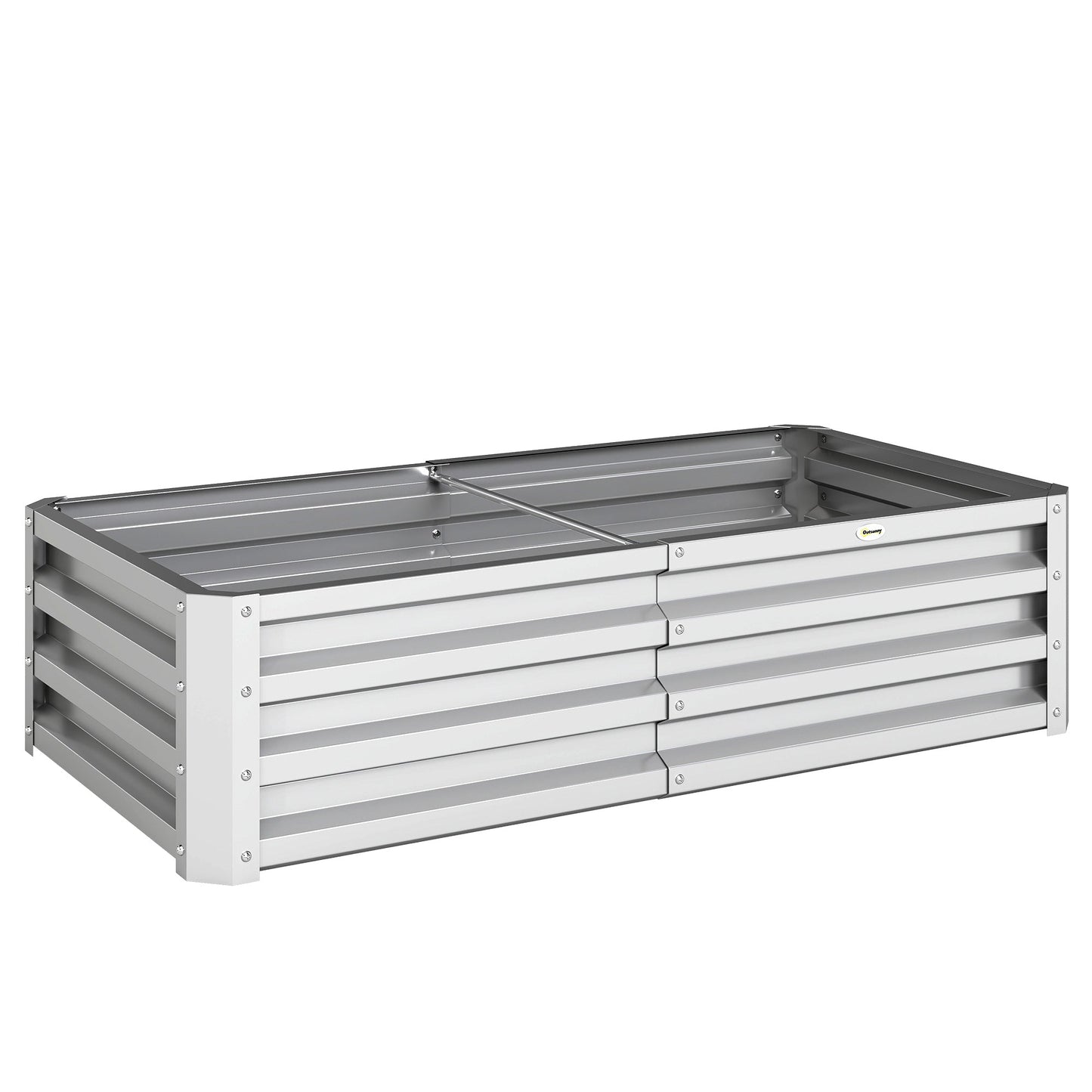 Outsunny Raised Beds for Garden, Galvanized Outdoor Planters, for Herbs and Vegetables, Use for Patio, Backyard, Balcony, Silver