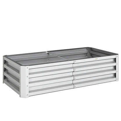 Outsunny Raised Beds for Garden, Galvanized Outdoor Planters, for Herbs and Vegetables, Use for Patio, Backyard, Balcony, Silver