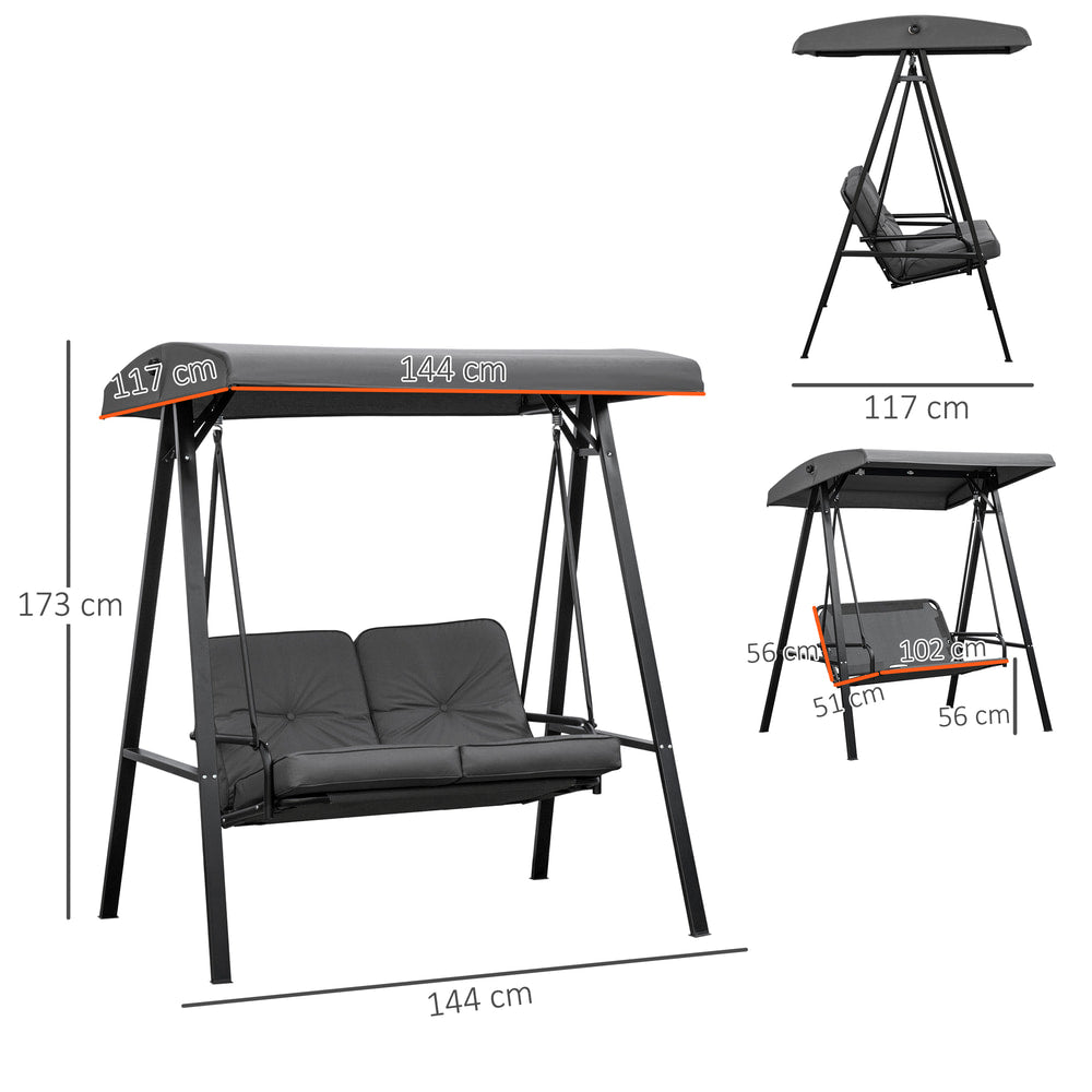 Outsunny 2 Seater Garden Swing Chair in Grey