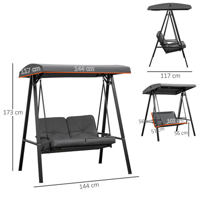Outsunny 2 Seater Garden Swing Chair in Grey