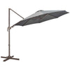 Outsunny 3(m) Cantilever Parasol 360 Rotation Roma Umbrella Hanging Sun Shade with Aluminium Frame, Tilt Crank, 8 Ribs and Cross Base, Dark Grey