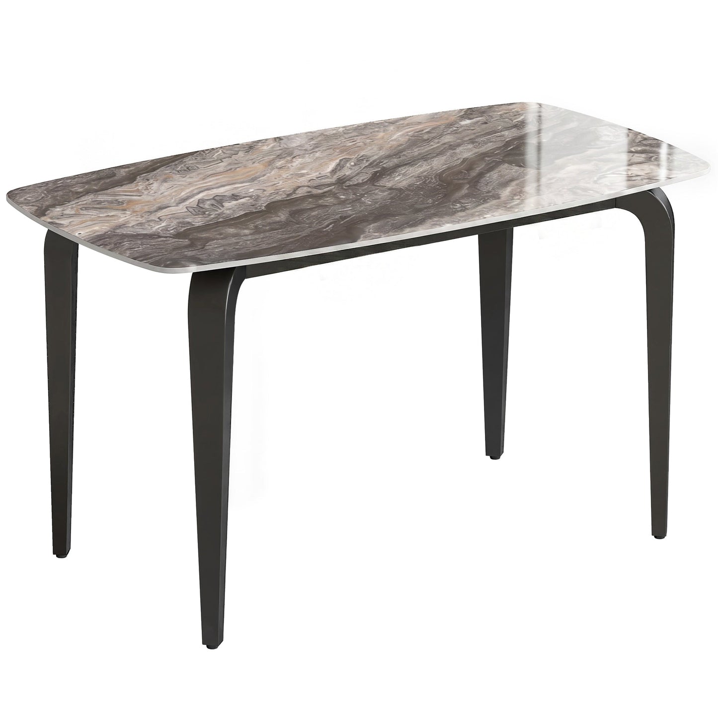 HOMCOM Dining Table for 4, Modern Kitchen Table with Sintered Stone Tabletop, Metal Legs, Brown
