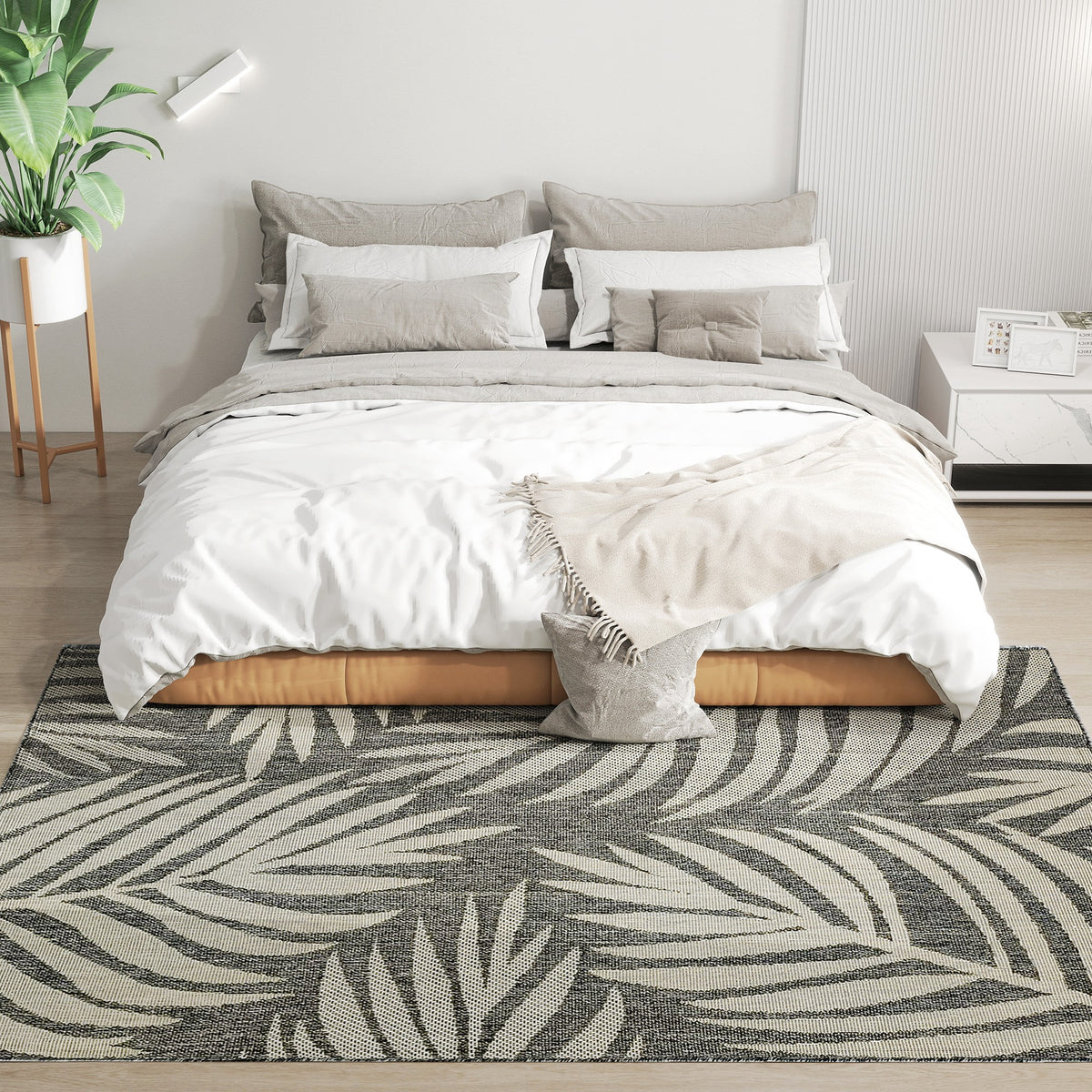 HOMCOM UV Resistant Indoor & Outdoor Area Rug in Grey