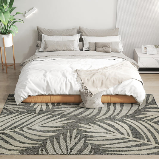 HOMCOM UV Resistant Indoor & Outdoor Area Rug in Grey