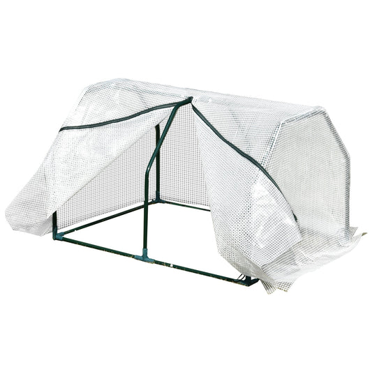Outsunny بيت نمو صغير، غطاء PVC، إطار فولاذي أبيض، 99 طول × 71 عرض × 60 ارتفاع سم