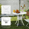 Outsunny 78 cm Round Garden Dining Table with Parasol Hole Antique Cast Aluminium Outdoor Table Only, White