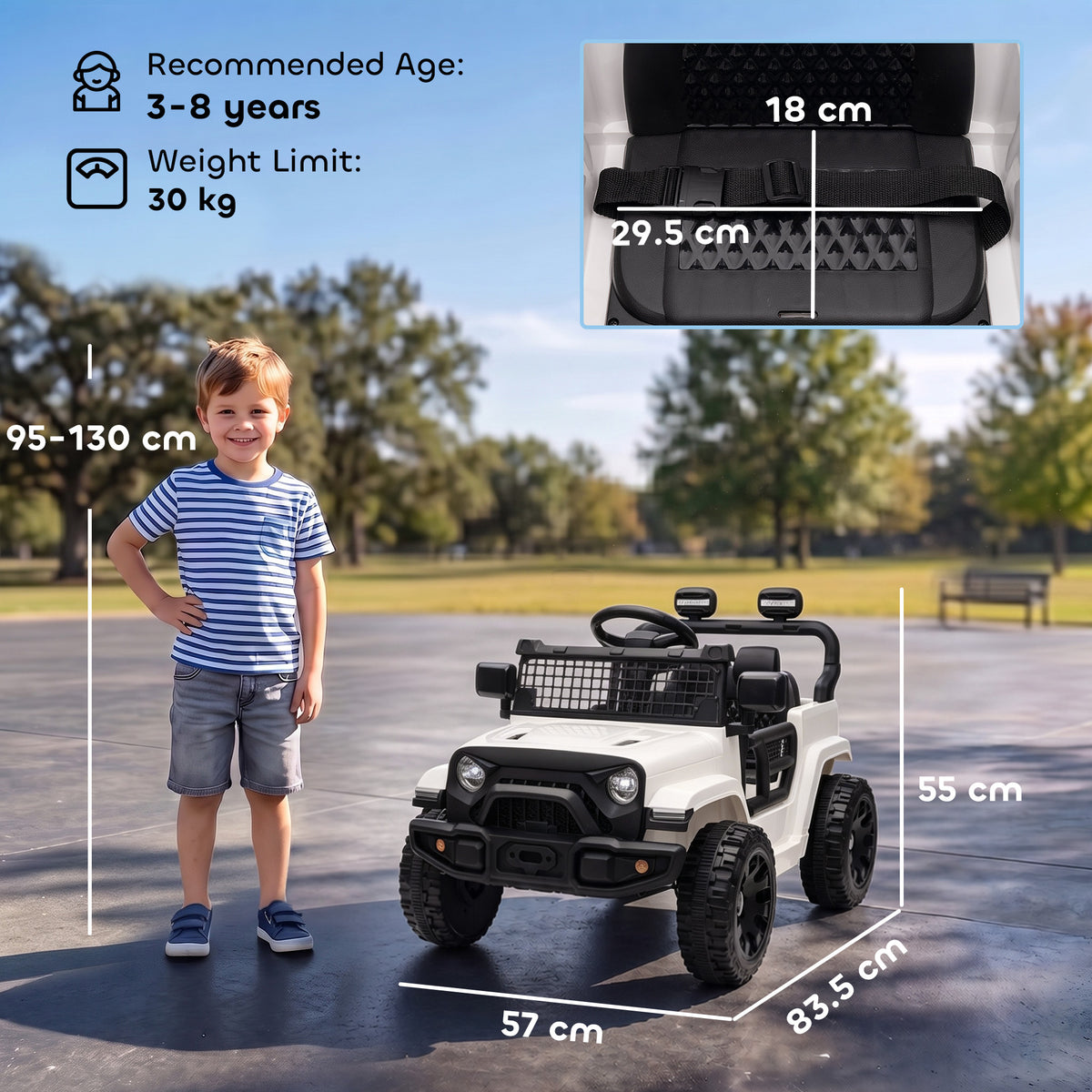 AIYAPLAY 12V Electric Car for Kids with Remote in White