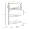 HOMCOM 3-Tier Kitchen Cart with 3 Steel Wire Baskets - White