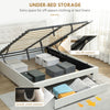 HOMCOM Double Ottoman Bed Frame, with Front Drawer - Cream