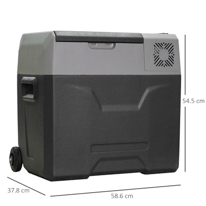 HOMCOM Car Refrigerator, Portable 12/24V 50 Litre Compressor Fridge Freezer, Electric Cooler Box for Camping, Travel, Picnic, Down to -20℃