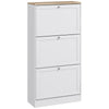 HOMCOM Modern Compact Three-Drawer Shoe Storage Cabinet - White