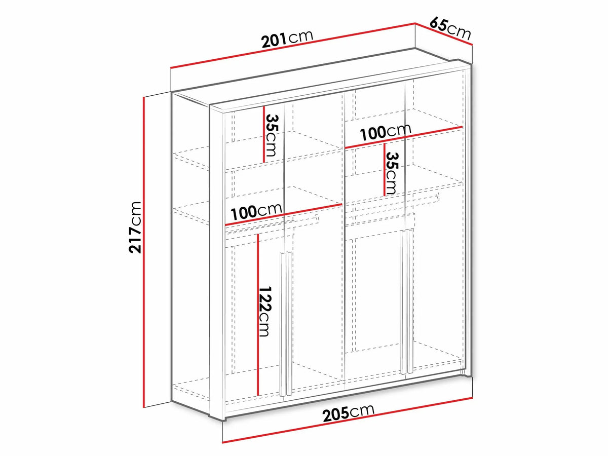 Genua Four Hinged Door Wardrobe