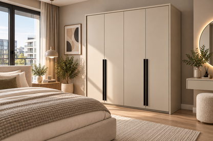 Genua Four Hinged Door Wardrobe in Sand Beige
