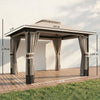 Outsunny 3 x 3.6 m Outdoor Garden Gazebo with Netting and Curtains, DoubleÂ Roof Patio Gazebo Permanent Pavilion, Khaki
