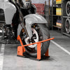 HOMCOM Motorcycle Wheel Chock, 816.5 kg Capacity Heavy Duty Steel Motorcycle Front Wheel Chock Holder with 3 Height Adjustable Holes, Fits 381-533.4 mm Wheels, Orange