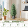 HOMCOM 90cm Artificial Cypress Trees Set of 2, UV Resistant Artificial Plants with Decorative Pot, Fake Plants for Indoor Outdoor Decor, Green