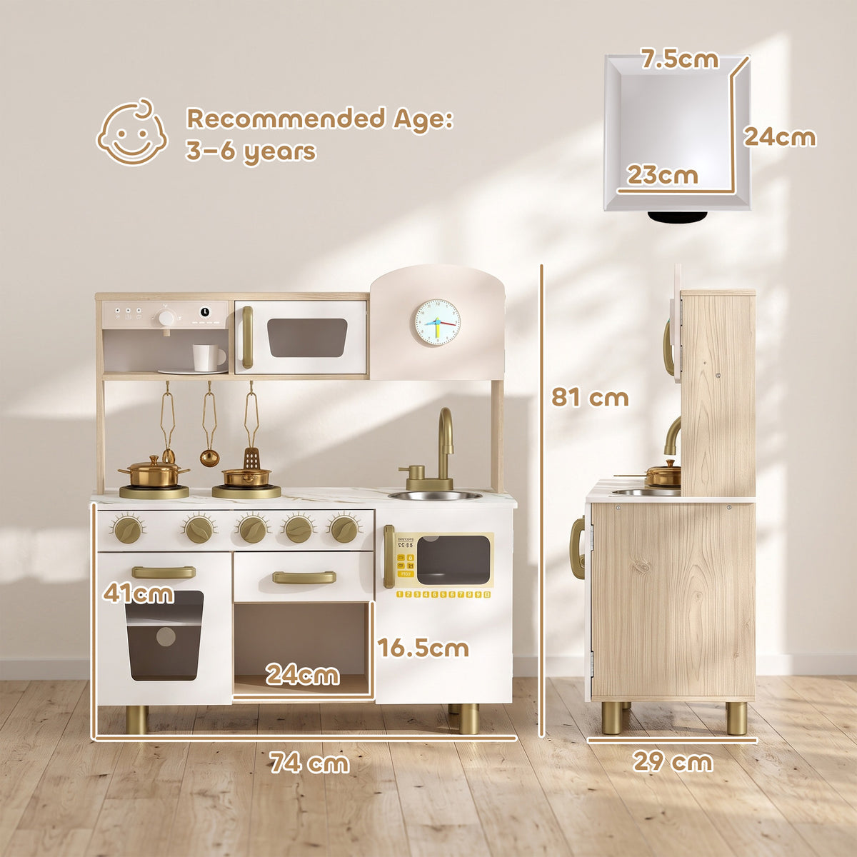 AIYAPLAY Play Kitchen in White