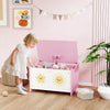 AIYAPLAY Toy Box with Lid, Safety Hinges and Groove Handles, Toy Storage organiser for Kids, Living Room, Playroom, Pink