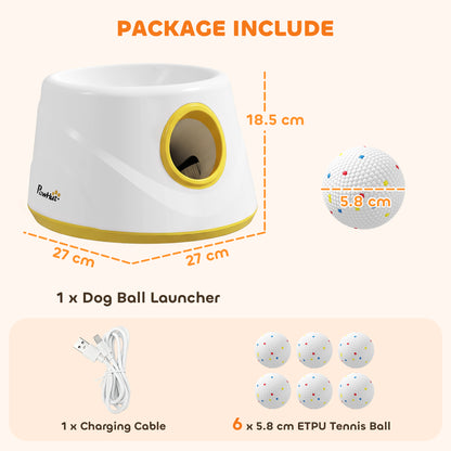 PawHut Automatic Dog Ball Launcher, Dog Thrower Machine with 6PCS 2.3" ETPU alls, 3 Adjustable Distance(20/33/46ft) & Random Mode