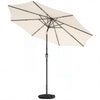 Outsunny 2.7 m Garden Parasol Umbrella with Cross Base and Sandbag, Retractable Ribs, Outdoor Table Market Umbrella, Cream White