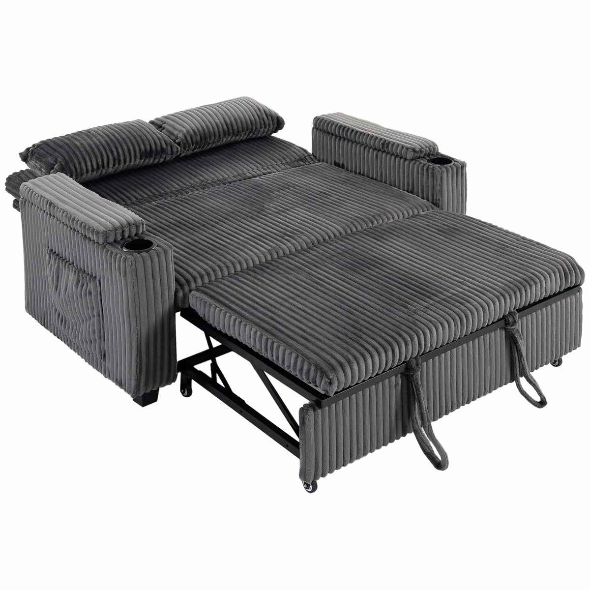 HOMCOM 2 Seater Sofa Bed in Dark Grey