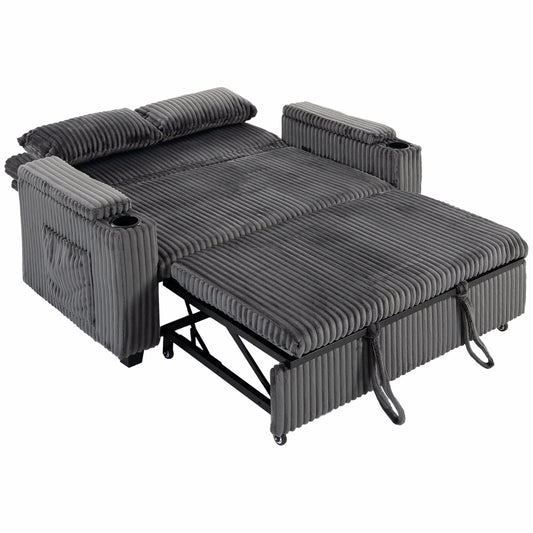 HOMCOM 2 Seater Sofa Bed in Dark Grey