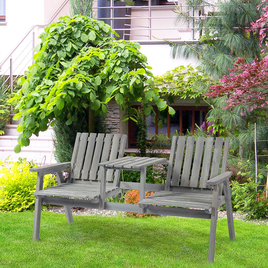 مقعد حديقة لشخصين من Outsunny مقعد LoveSeat عتيق للفناء والحديقة والشرفة والفناء، فولاذ، رمادي