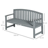 Outsunny 2 Seater Wooden Garden Bench with Armrest, Outdoor Furniture Chair for Park, Balcony, Grey
