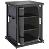 Outsunny Camping Camping Cupboards, Folding Portable Kitchen Table with 3-Tier Storage, Black