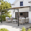 Outsunny 3.4 x 3 m Metal Lean-to Pergola, Wall-Mounted Garden Pergola with Polycarbonate Roof and Metal-Aluminium Frame, Heavy Duty Hardtop Gazebo for Outdoor Patios, BBQ, Brown