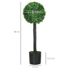 HOMCOM Set of 2 Artificial Plants Boxwood Ball Trees in Pot Fake Plants for Home Indoor Outdoor Decor, 20x20x60cm, Green