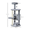 PawHut Cat Tree Tower for Indoor Cats 112cm Climbing Kitten Activity Center with Jute Scratching Post Perch Hanging Ball Toy Teasing Rope Dark grey