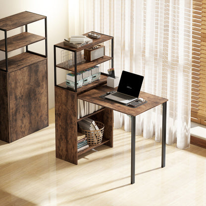 HOMCOM Folding Shelf and Work Table - Brown/Black