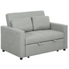 HOMCOM Loveseat Sofa Bed, Convertible Bed Settee with 2 Pillows, Side Pockets, Light Grey