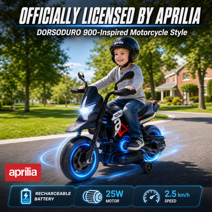 AIYAPLAY 6V Kids Electric Motorbike with Training Wheels in Black