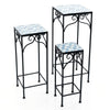 Metal Plant Stand Set of 3 with Mosaic Tile-Blue
