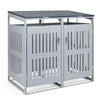 Outdoor Trash Can Storage Shed for 2 Bins with Gas Struts and Lockable Grilled Doors-Silver