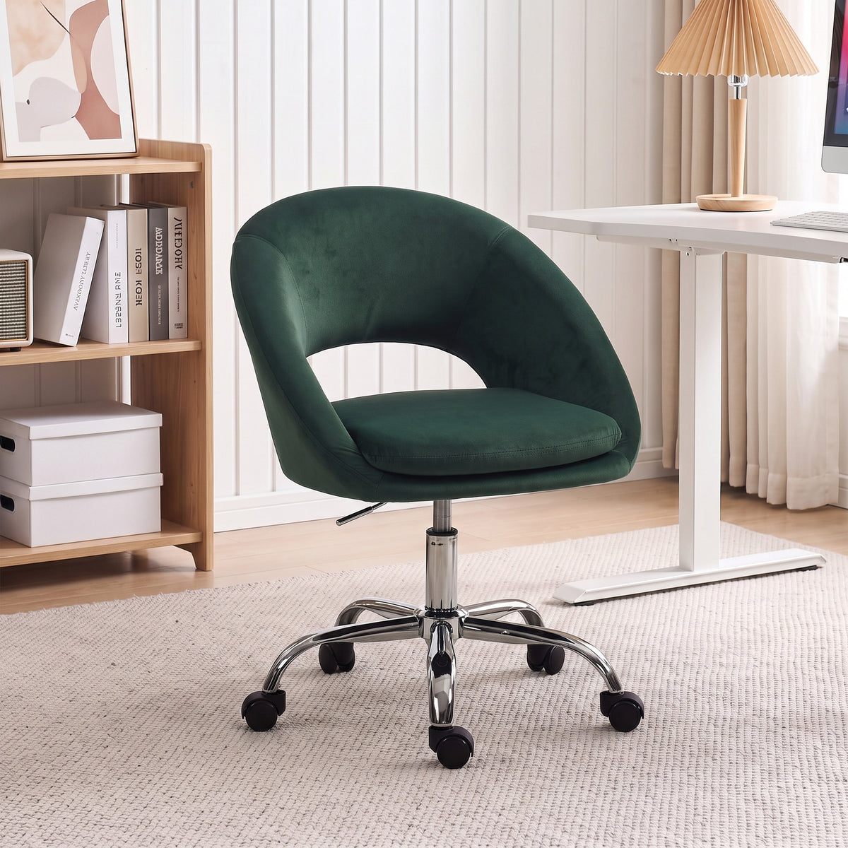 HOMCOM Velvet Desk Chair in Dark Green