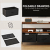 HOMCOM TV Stand Cabinet with 3 Foldable Drawers - Rustic Brown